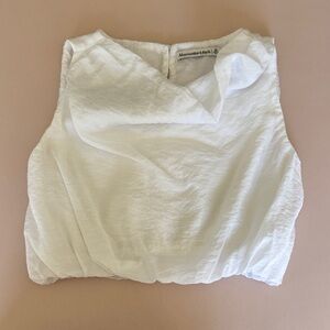 Abercrombie Cropped Cowl Neck Tank Top - white